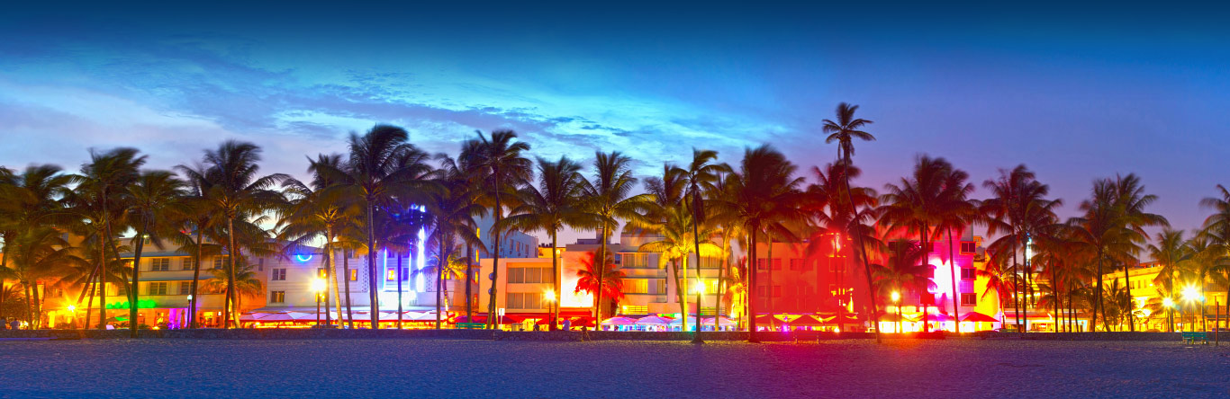 Miami beach at night