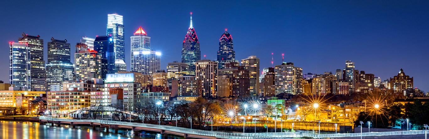 city skyline at night